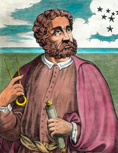 Fernand de Magellanin (1480-1521), portugalilaisen navigaattorin muotokuva - Kaiverrus 1500-luvulta - Yksityiskokoelma - Portugalilaisen tutkimusmatkailijan Ferdinand Magellanin (1480-1521) muotokuva - Kaiverrus 1500-luku - Yksityinen kokoelma tekijältä Unknown artist