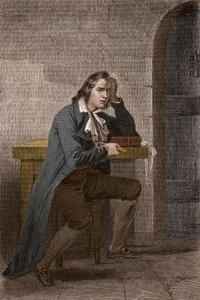 Ranskan vallankumouksellisen Francois Babeuf dit Gracchuksen (1760-1797) muotokuva, joka puukotti itseään - Anonyymi kaiverrus tekijältä Unknown artist
