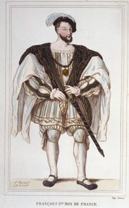 Francois I:n muotokuva (1494 - 1547) Kaiverrus vuodelta 1830 tekijältä Unknown artist