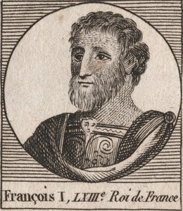 Muotokuva Francois I:stä (1494 - 1547), Ranskan kuningas - Francis I, Ranskan kuningas - kaiverrus Charles Constant Le Tellierin "Instruction sur l
