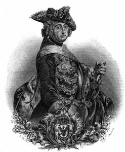 Frederic II:n (1712-1786), Preussin kuninkaan, Frederik Suurena tunnetun muotokuva. tekijältä Unknown artist