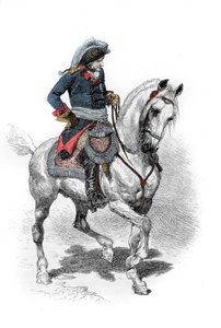 Frederick II Preussin (1712-1786) muotokuva, joka tunnetaan Frederick Suurena. Kaiverrus 1800-luvulta. . tekijältä Unknown artist