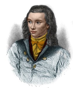 Friedrich von Hardenberg, dit Novalis (1772-1801), saksalaisen romanttisen liikkeen runoilijan muotokuva. tekijältä Unknown artist