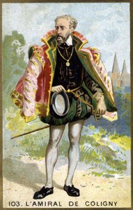 Muotokuva Gaspard de Châtillonista, isä de Colignysta (1519 - 1572), Ranskan amiraali. 1800-luvun kromolitografia. tekijältä Unknown artist