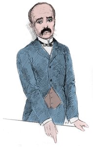 Georges Benjamin Clemenceaun (1841-1929) muotokuva ranskalaisesta poliitikosta keskustelujen aikana Tonkinin ja Ranskan kysymyksestä. Kaiverrus "" Le Monde Illustré" -kirjassa tekijältä Unknown artist