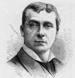 Gustave Wormsin (s. 1836) muotokuva, ranskalainen koomikko, Comedie Francaisen jäsen 1858–1900. Kaiverrus "" Le Monde Illustré" -julkaisussa n¡1168, 16. elokuuta 1879. tekijältä Unknown artist