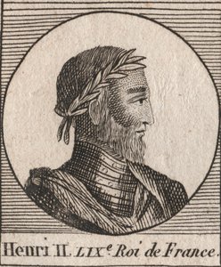 Muotokuva Henrik II:sta (1519-1559) Ranskan kuningas - Henrik II (1519-59), Ranskan kuningas - kaiverrus Charles Constant Le Tellierin kirjasta "Instruction sur l