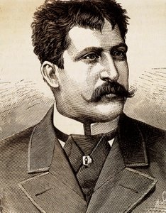 Italialaisen lyyrisen laulajan Mattia Battistinin (1857-1928) muotokuva. Kaiverrus 1800-luvulta. tekijältä Unknown artist