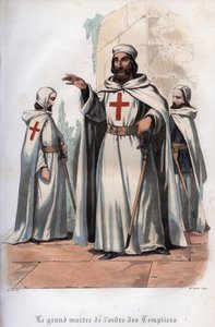 Muotokuva James Molaysta (Jacques de Molay) (Molai) (1243-1314), temppeliritarien suurmestarina. Kaiverrus vuodelta 1842 Maurice Lachatren teokseen "Histoire des Popes". Yksityinen kokoelma. tekijältä Unknown artist