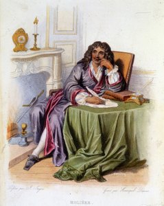 Jean-Baptiste Poquelin dit Molièren, ranskalaisen näytelmäkirjailijan ja näyttelijän (1622-1673) muotokuva - elokuvassa "" Le Plutarque francais", toim. Mennechet tekijältä Unknown artist