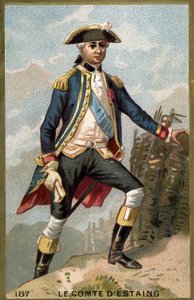 Jean Baptisten, Estaingin kreivin (1729 - 1794), ranskalaisen amiraalin muotokuva. 1800-luvun kromolitografia. tekijältä Unknown artist