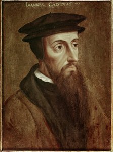 Muotokuva Jean Calvinista (Jean Cauvin) Ranskalainen uudistaja ja kirjailija (1509-1564) Anonyymi maalaus. 1550. Rotterdam. Musee Boymans Van Beuningen - Muotokuva John Calvinista (Jean Cauvin), ranskalainen kirjailija, teologi ja pastori protestanttisen u tekijältä Unknown artist