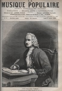 Muotokuva Jean Philippe Rameausta (1683-1764) - Jean-Philippe (Jean Philippe) Rameau (1683-1764), ranskalaisen säveltäjän muotokuva - kaiverrus maineikkaassa viikkolehdessä "La musique populaire" - 1882 tekijältä Unknown artist
