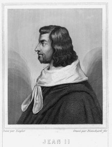 Muotokuva Johannes II Hyvästä (1319 - 1364), Ranskan kuningas - Lavalléen "Histoire des Français" -kirjassa, kaiverrus, sd. tekijältä Unknown artist