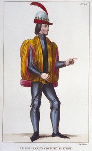 Johannes II Hyvän muotokuva sotilasasussa (1319 - 1364), Ranskan kuninkaan kaiverrus vuodelta 1830 tekijältä Unknown artist
