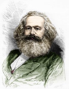 Sosialismin teoreetikon ja saksalaisen vallankumouksellisen Karl Marxin (1818-1883) muotokuva. tekijältä Unknown artist