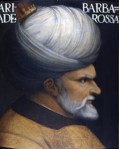 Muotokuva Khayr Al-Din Barberoussesta (1476 -1546), joka perusti veljensä Algerin Regencyn, hän oli ottomaanien sulttaani vasalli ja Ranskan liittolainen Charles V. 1500-luvun maalausta vastaan. Uffizi-museo, Firenze. tekijältä Unknown artist