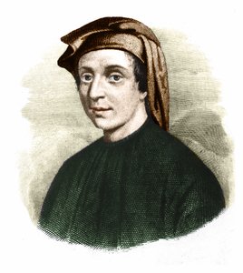 Leonardo Fibonaccin (1170-1245) muotokuva. (Leonard of Pisa). italialainen matemaatikko. tekijältä Unknown artist