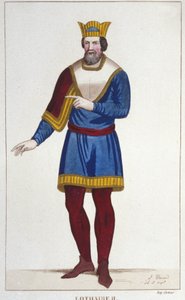 Lotharia II:n (825-869) muotokuva Lotharingian kuninkaan kaiverrus vuodelta 1830 tekijältä Unknown artist