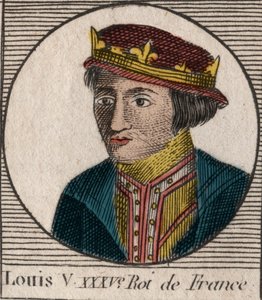 Ludvig V le Faineantin (967-987), Ranskan kuninkaan muotokuva - Louis V Indolent (967-987) - kaiverrus Charles Constant Le Tellierin kirjasta "Instruction sur l’Histoire de France" 1821 tekijältä Unknown artist