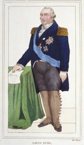 Ludvig XVIII:n (1755 - 1824) muotokuva, Ranskan kuninkaan kaiverrus vuodelta 1830. tekijältä Unknown artist