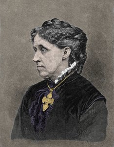 Amerikkalaisen kirjailijan Louisa May Alcottin (1832-1888) muotokuva. 1800-luvun värikaiverrus. tekijältä Unknown artist
