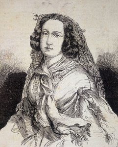 Muotokuva rouva Marceline Desbordes-Valmoresta (Desbordes Valmore) (1786 - 1859), ranskalainen kirjailija - teoksessa "" Les Contemporains"", n.d. 1800-luvun lopulla. tekijältä Unknown artist