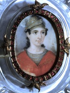 Muotokuva Maria Garciasta nimeltä Malibran (1808-1836) laulaja. Nimetön 1800-luvun miniatyyri. tekijältä Unknown artist