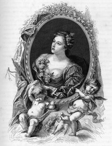 Muotokuva Marie-Madeleinen (Marie Madeleine) de La Vieuville, Comtesse de Parabere (1693-1750) - Kaiverrus vuodelta 1862 teoksessa "Maailman kuningattaret" ensimmäisiltä kirjoittajiltamme - Julkaistu JGD Armandaudin johdolla tekijältä Unknown artist