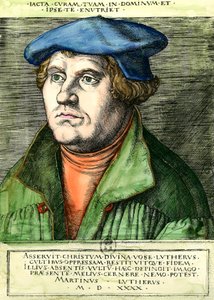Martin Lutherin (1483-1546) muotokuva saksalainen uskonnollinen uudistaja Kaiverrus 1500-luvulta Yksityinen kokoelma tekijältä Unknown artist