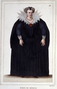Muotokuva Maria Medicistä (1573 - 1642), Henrik IV:n vaimo ja Ludvig XIII:n äiti. Kaiverrus vuodelta 1830 tekijältä Unknown artist