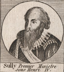 Muotokuva Maximilian of Bethunesta (1559-1641), Sullyn herttua, ministeri Henrik IV - Maximilian of Bethune, Sullyn ensimmäinen herttua, uskollinen oikea käsi, joka auttoi Ranskan kuningasta Henrik IV:tä - kaiverrus "Instruction sur l
