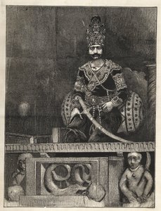 Nasser Ed Dinin (1831-1896), Persian shaahin (Iran) muotokuva. Myös Nasseredin Shah, Nasserer-al-Din Shah Qajar, Nasser al-Din Shah Qajar, Nasiruddin Shah - (1831-1896) - 1873 tekijältä Unknown artist