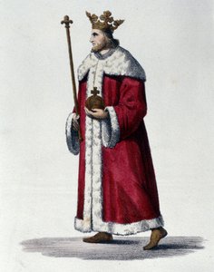 Muotokuva Pepin III:sta, joka tunnetaan nimellä Pepin the Brief (714-768), Ranskan kuningas. tekijältä Unknown artist
