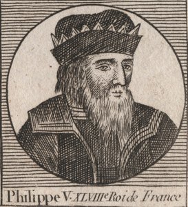 Philip V Pitkän (1294 - 1322), Ranskan kuninkaan muotokuva - Philippe V (1294-1322) "Puhu" - kaiverrus Charles Constant Le Tellierin kirjasta "Ohjeet Ranskan historiaan" 1821 tekijältä Unknown artist
