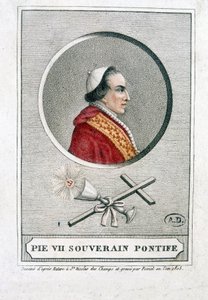 Pius VII:n (1742 - 1823) muotokuva medaljongissa - kaiverrus tekijältä Unknown artist