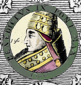 Paavi Benedictus IX:n muotokuva. Kaiverrus 1800-luvulta. tekijältä Unknown artist