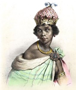 Muotokuva kuningatar Anna Nzingasta tai Sousa Nzinga Mbanden Anasta - "" Ginga, Matamban kuningatar Quilombola Angolassa"" tekijältä Unknown artist