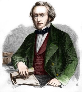 Richard Cobdenin muotokuva. Brittiläinen taloustieteilijä ja poliitikko (1804-1865). Kaiverrus vuodelta 1866. tekijältä Unknown artist