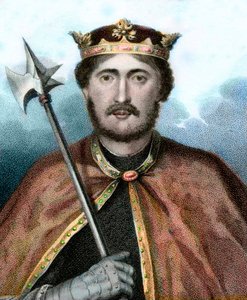 Richard I:n (1157-1199), Englannin kuninkaan muotokuva, jota kutsutaan myös Richard Leijonasydämeksi - Rikhard Leijonasydämen muotokuva - Kaiverrus 1800-luku tekijältä Unknown artist