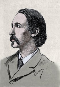 Muotokuva Robert Louis Stevensonista (1850-1894), brittiläisestä kirjailijasta tekijältä Unknown artist