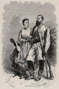 SAMUEL WHITE BAKERIN (1821-1893) muotokuva englantilaisesta tutkimusmatkailijasta ja lady Florence Bakerista (1841-1916) tekijältä Unknown artist