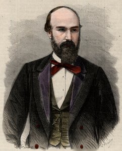 Santos Gutierrezin (1820-1872) poliitikon ja Kolumbian entisen presidentin muotokuva. Kaiverrus "" L