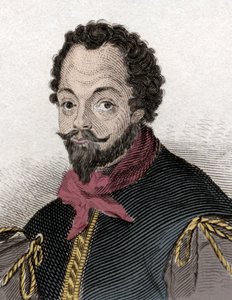 Sir Francis Draken (1540-1596), englantilaisen yksityismiehen ja navigaattorin muotokuva. Kaiverrus 1800-luvulta. tekijältä Unknown artist