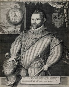 Sir Francis Draken (noin 1540-1596), englantilaisen navigaattorin muotokuva. tekijältä Unknown artist