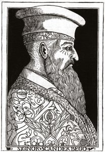 Skanderbegin (tai Scanderbegin) muotokuva (1403 - 1468), albanialainen warman. tekijältä Unknown artist
