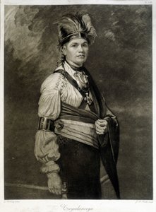 Muotokuva Tayadaneegasta (tai Thayendanegasta), mohawk-heimon johtajasta (Pohjois-Amerikan intiaaniryhmä, Irokeesiliiton jäsen). tekijältä Unknown artist