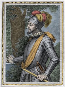Espanjalaisen valloittajan (1475-1517) Vasco Nunez de Balboan muotokuva - Kaiverrus 1800-luku tekijältä Unknown artist