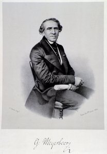 Muotokuva saksalaisesta oopperasäveltäjästä Giacomo Meyerbeeristä (1791-1864) Kaiverrus. 1800-luvulla. Bologna, kansalaismusiikkimuseo tekijältä Unknown artist