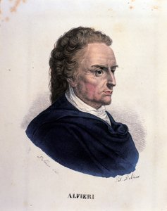 Italian runoilijan ja näytelmäkirjailijan Vittorio Alfierin (1749-1803) muotokuva 1800-luvun kaiverrus tekijältä Unknown artist